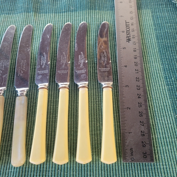 Set of Nine Sheffield Stainless Steel Faux Bone Handled Knives - Picture 3 of 9